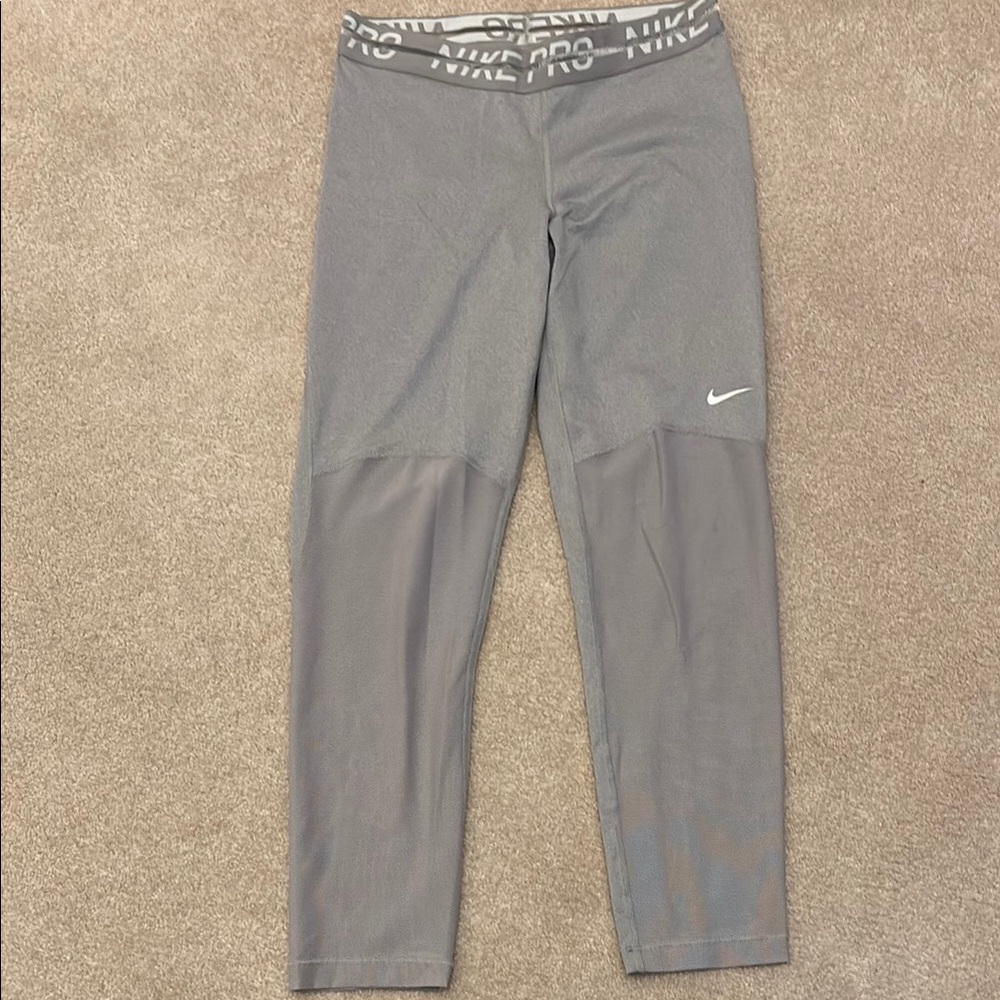 Nike Gray Leggings with Mesh Details